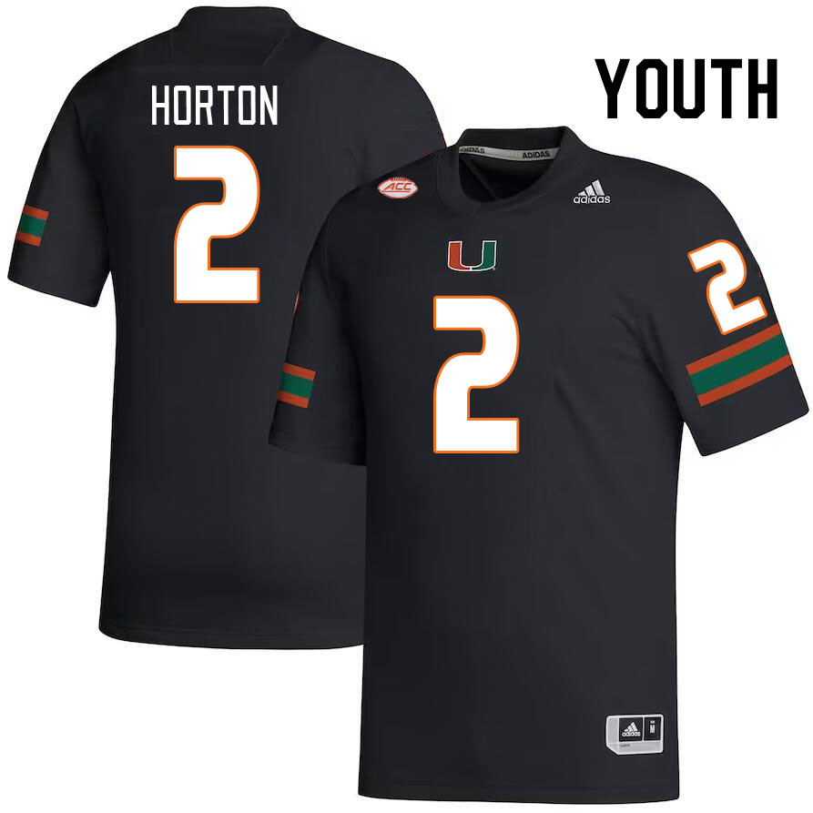 Youth #2 Isaiah Horton Miami Hurricanes College Football Jerseys Stitched-Black